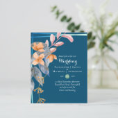 バジェットガーデン葉秋の結婚式招待状ティール(緑がかった色) (スタンド正面)