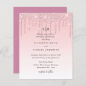 バジェットガーリーかわいらし結婚のグリッターピンク招待状 (正面/裏面)