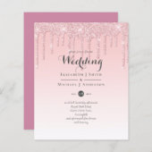 バジェットガーリーかわいらし結婚のグリッターピンク招待状 (正面/裏面)