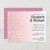 バジェットガーリーかわいらし結婚のグリッターピンク招待状 (正面/裏面)