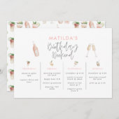 バジェットガーリーエレガント誕生日の週末の日程 招待状 (正面/裏面)