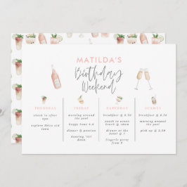 バジェットガーリーエレガント誕生日の週末の日程 招待状