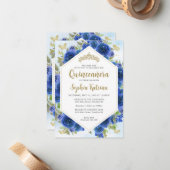 バジェットガーリーブルー王室のフローラ金ゴールドキンセアニラ ノートカード (正面/裏面インサイチュ)