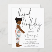 バジェットガールダークヘア3rd誕生日の招待 (正面/裏面)