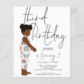 バジェットガールダークヘア3rd誕生日の招待 (正面)
