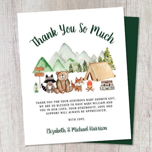 バジェットキャンピングウッドランドベビーシャワーありがとう