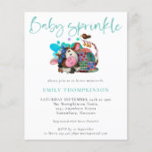 バジェットキュートカウスリープティール(緑がかった色)ベビー振りかけ招待状 (正面)