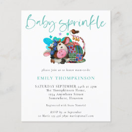 バジェットキュートカウスリープティール（緑がかった色）ベビー振りかけ招待状