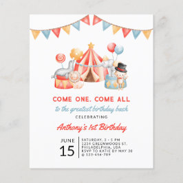 バジェットキュートサーカスカーニバルフェスティバル1st誕生日 チラシ