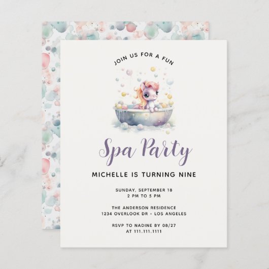 バジェットキュートパステルポニースパデイキッドバースデーパーティー (正面/裏面)