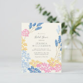 バジェットキュートピンクブルーフローラブライダルシャワー招待状 (スタンド正面)