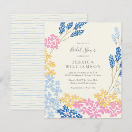 バジェットキュートピンクブルーフローラブライダルシャワー招待状