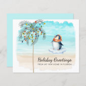 バジェットキュートペンギンビーチホリデームービングカード (正面/裏面)