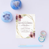 バジェットキンセアニェラブルゴーニュピンクの幾何フローラ チラシ (シングル)