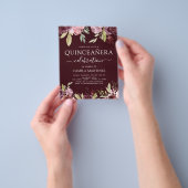 バジェットキンセアニェラブルゴーニュピンクフローラ招待状 チラシ (手)