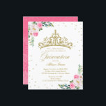 バジェットキンセアニェラ招待状スペインの金ゴールドティアラ<br><div class="desc">エレガント金ゴールドグリッターティアラフローラキンセアニェラパーティー4.5x5.6インチ招待状。ご注意：封筒は含まれておらず、A7の封筒は別々に購入することができます。</div>