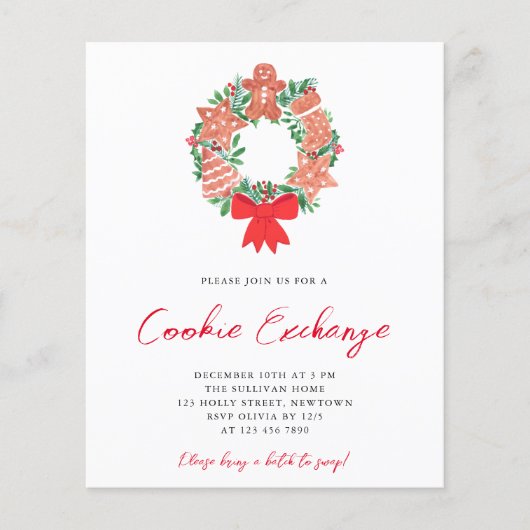 バジェットギンガーブレッドクッキーエクスチェンジホリデー招待状 (正面)