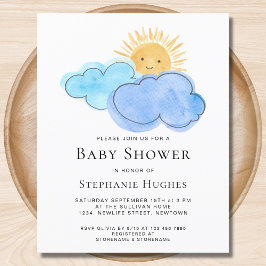 バジェットクラウドボーイズベビーシャワー招待状