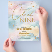 バジェットクラウド9金ゴールドスターウォーターカラーベビーシャワー チラシ (手)