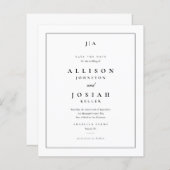 バジェットクラシックブラック&ホワイトウェディング日付を保存 (正面/裏面)