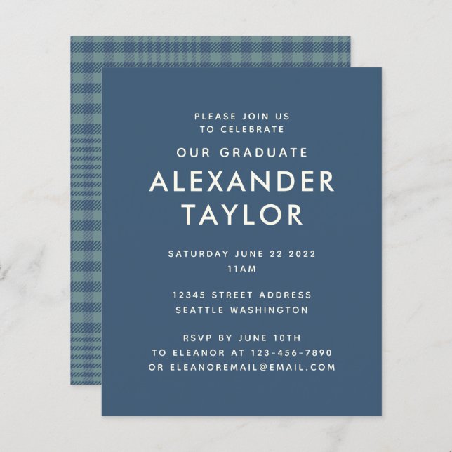 バジェットクラシックブルーグレンプレイドパターン卒業 (正面/裏面)