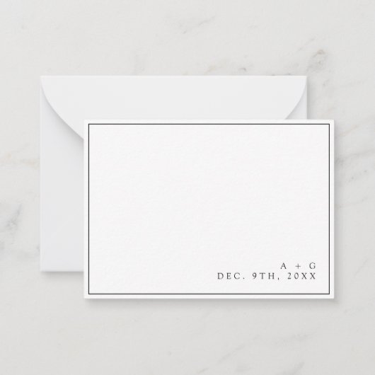 バジェットクラシックモダンウェディングRSVPカード ノートカード (裏面)