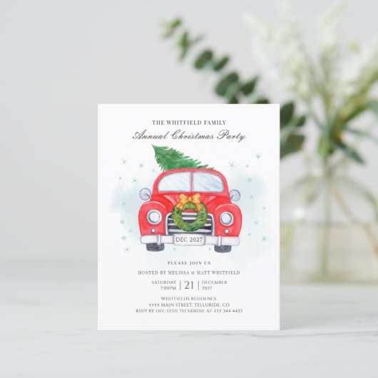 バジェットクラシックレッドカーファミリークリスマス招待状 (スタンド正面)