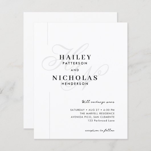 バジェットクラシックロマンチックタイポグラフィ結婚ズ (正面/裏面)