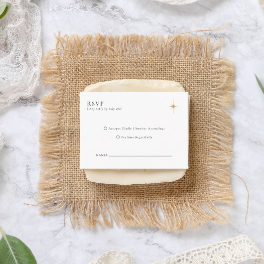 バジェットクラシック天空金ゴールドスターウェディングRSVP エンクロージャーカード