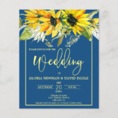 バジェットクラシック結婚式招待状ブルーサンフラワー (正面)