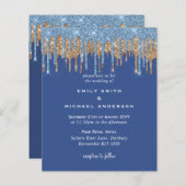 バジェットクラシック金ゴールドブルーグリッター結婚ズ (正面/裏面)