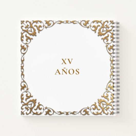 バジェットクラシック金ゴールドホワイトキンセアニラゲストブック ノートブック (裏面)