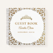 バジェットクラシック金ゴールドホワイトキンセアニラゲストブック ノートブック (正面)