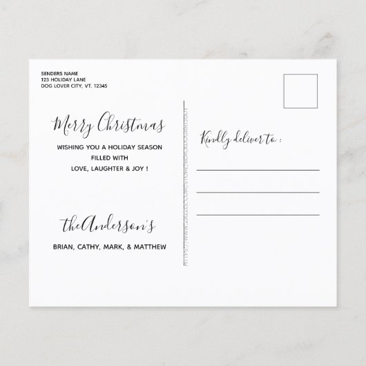 バジェットクリスマスアニマルズドッグキャットワン子猫カード (裏面)