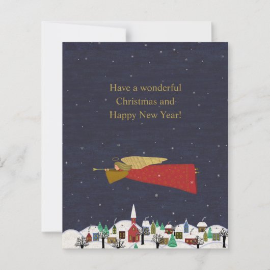 バジェットクリスマスエンジェルタウンフォークアートホリデーカード (裏面)