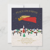 バジェットクリスマスエンジェルタウンフォークアートホリデーカード (正面)