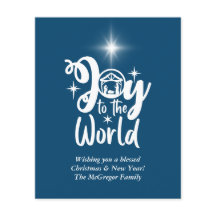 バジェットクリスマスカード出生ブルー&ホワイト