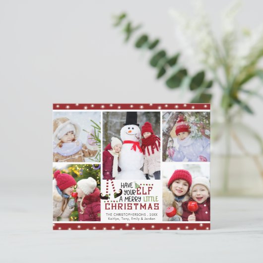 バジェットクリスマスキュート小妖精や小人5フォトホリデーカード (スタンド正面)