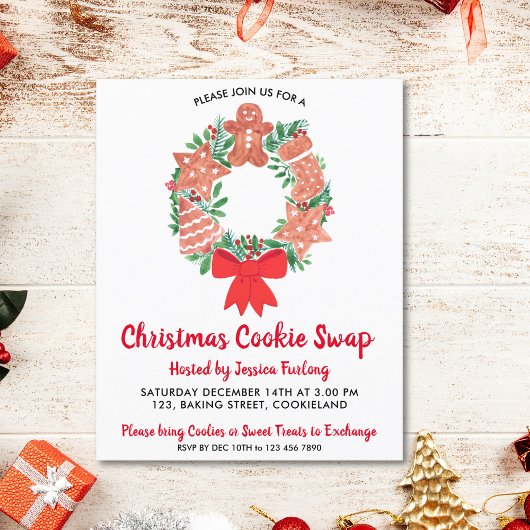 バジェットクリスマスクッキースワップパーティの招待状