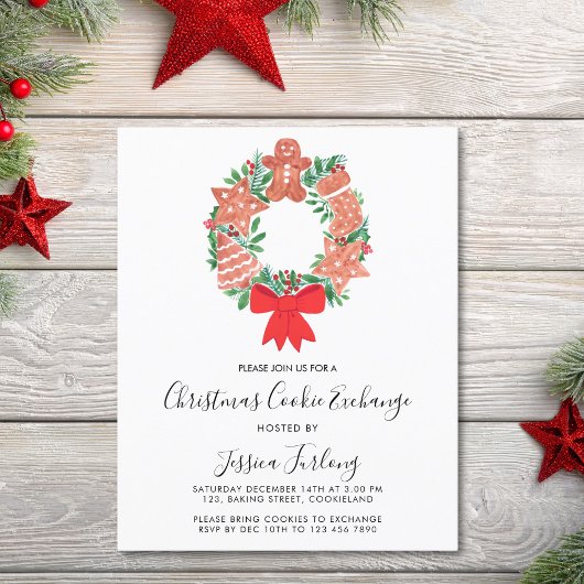 バジェットクリスマスクッキー交換パーティの招待状