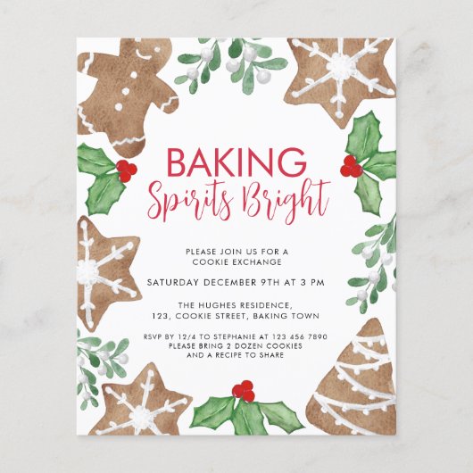 バジェットクリスマスクッキー交換招待状 (正面)