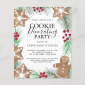 バジェットクリスマスクッキー飾のパーティー招待状 (正面)