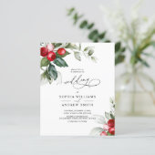 バジェットクリスマスグリーン&ベリー結婚式招待状 (スタンド正面)