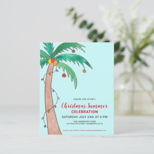 バジェットクリスマスサマーパーティーパーム招待状 (スタンド正面)