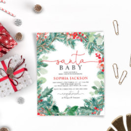 バジェットクリスマスサンタベビーシャワー招待状