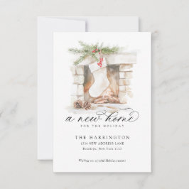 バジェットクリスマスストッキングA新しいホームムービング ノートカード