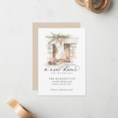 バジェットクリスマスストッキングA新しいホームムービング ノートカード (正面/裏面インサイチュ)