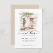 バジェットクリスマスストッキングA新しいホームムービング ノートカード (正面/裏面)