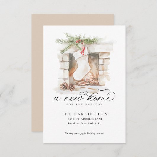 バジェットクリスマスストッキングA新しいホームムービング ノートカード (正面/裏面)