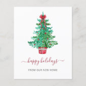 バジェットクリスマスツリーの移動ホリデーカード (正面)